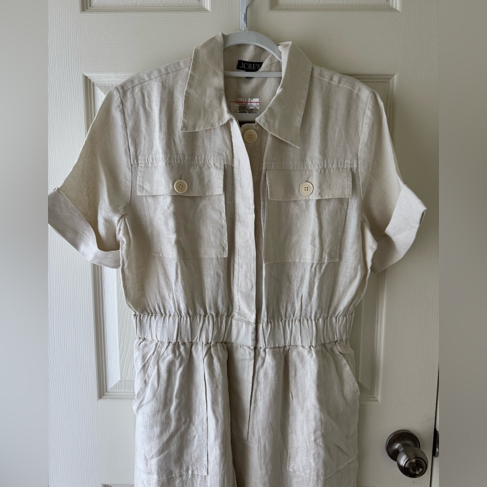New J.Crew Linen Jumpsuit in Natural, size 8